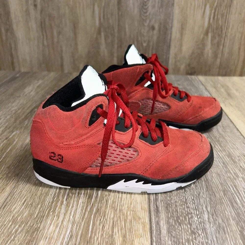 Nike Air Jordan 5 Retro Youth US Size 13C Red Athletic 440889-600 Sneaker Shoes
